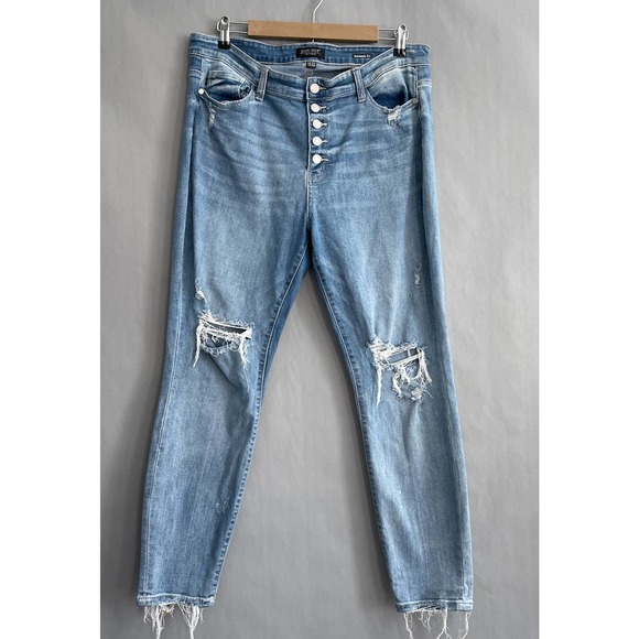 Judy Blue Denim - Judy Blue Jeans Women 15 / 32 Boyfriend Fit Skinny Distressed Button Fly Stretch